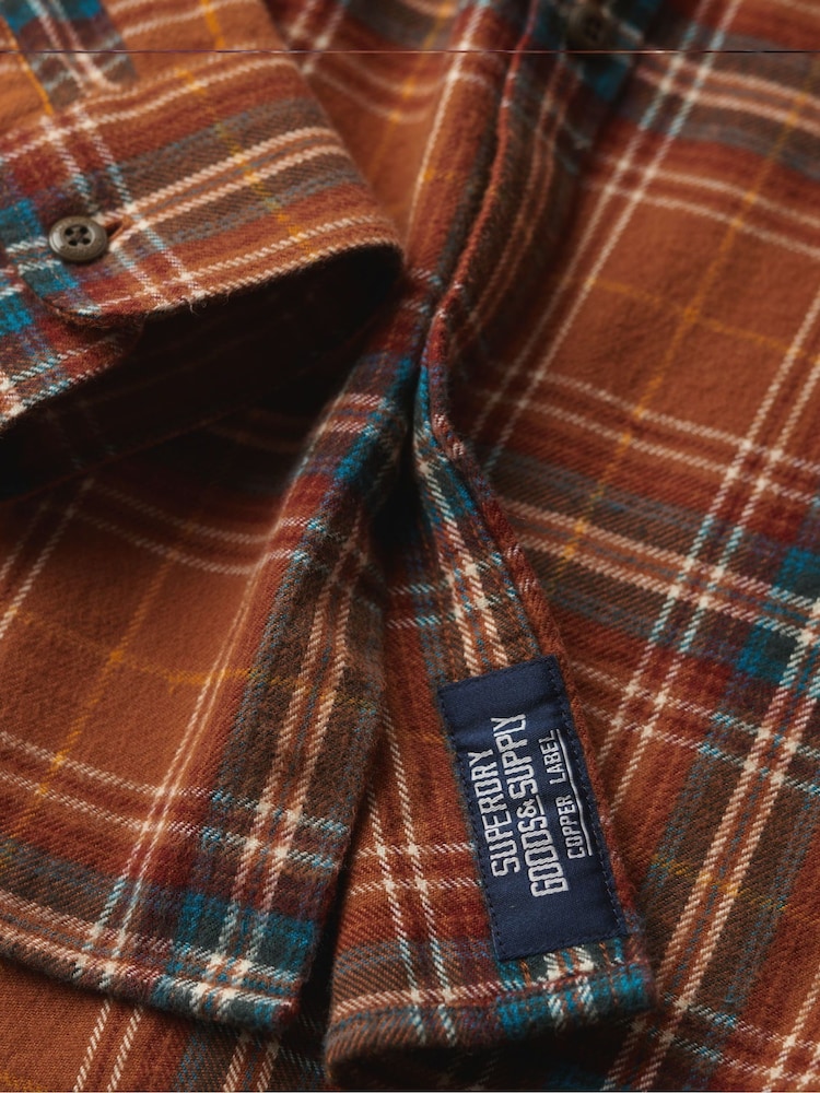 Superdry Orange Long Sleeve 100% Cotton Lumberjack Shirt - Image 5 of 6