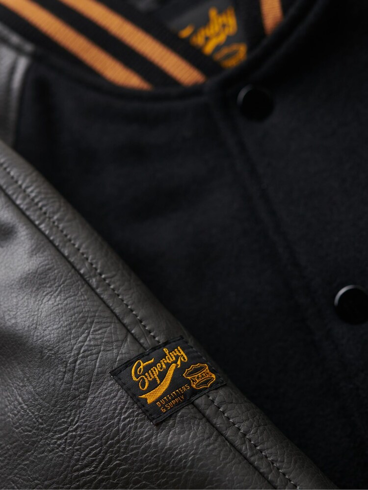 Superdry Grey College Varsity Bomber Jacket - Image 5 of 6
