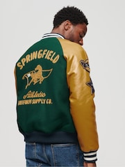 Superdry Green College Varsity Patched Bomber Jacket - Image 2 of 5