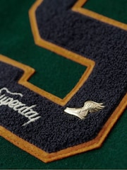 Superdry Green College Varsity Patched Bomber Jacket - Image 4 of 5