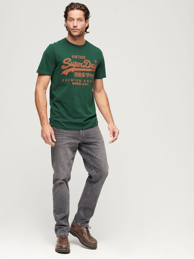 Superdry Green 100% Cotton Vintage Logo Premium Goods T Shirt - Image 2 of 5