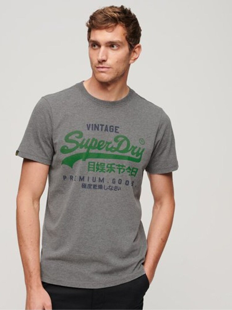 Superdry Grey Vintage Logo Premium Goods T Shirt - Image 1 of 4