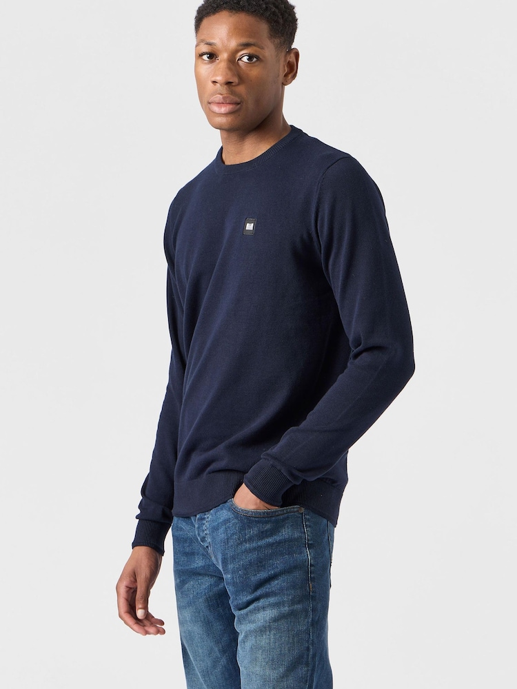 Weekend Offender Navy Blau Solace Sweatshirt - Bild 1 von 6 Weekend Offender Navy Blau Solace Sweatshirt - Bild 1 von 6