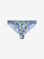 B by Ted Baker Navy/Charcoal Satin Lace Brazilian Knickers - Image 4 of 4