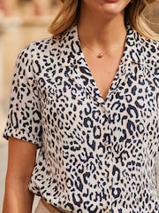 Sosandar White Animal Boxy Fit Relaxed Shirt - Image 5 of 5