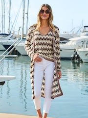 Sosandar Brown Chevron Vest With Metallic Yarn - Image 2 of 4