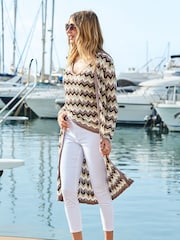 Sosandar Brown Chevron Vest With Metallic Yarn - Image 3 of 4