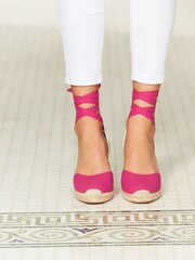 Sosandar Pink Perla Closed Toe Espadrilles With Ankle Tie Suede - Image 2 of 4