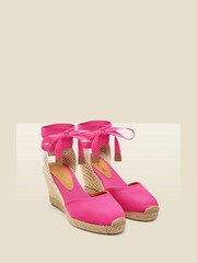 Sosandar Pink Perla Closed Toe Espadrilles With Ankle Tie Suede - Image 4 of 4