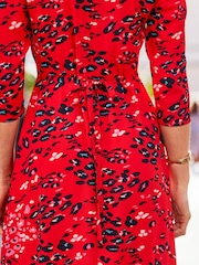 Sosandar Red Bust Seam Fit And Flare Dress - Image 5 of 5