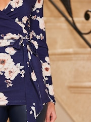 Sosandar Blue Wrap Front Longline Top - Image 5 of 5