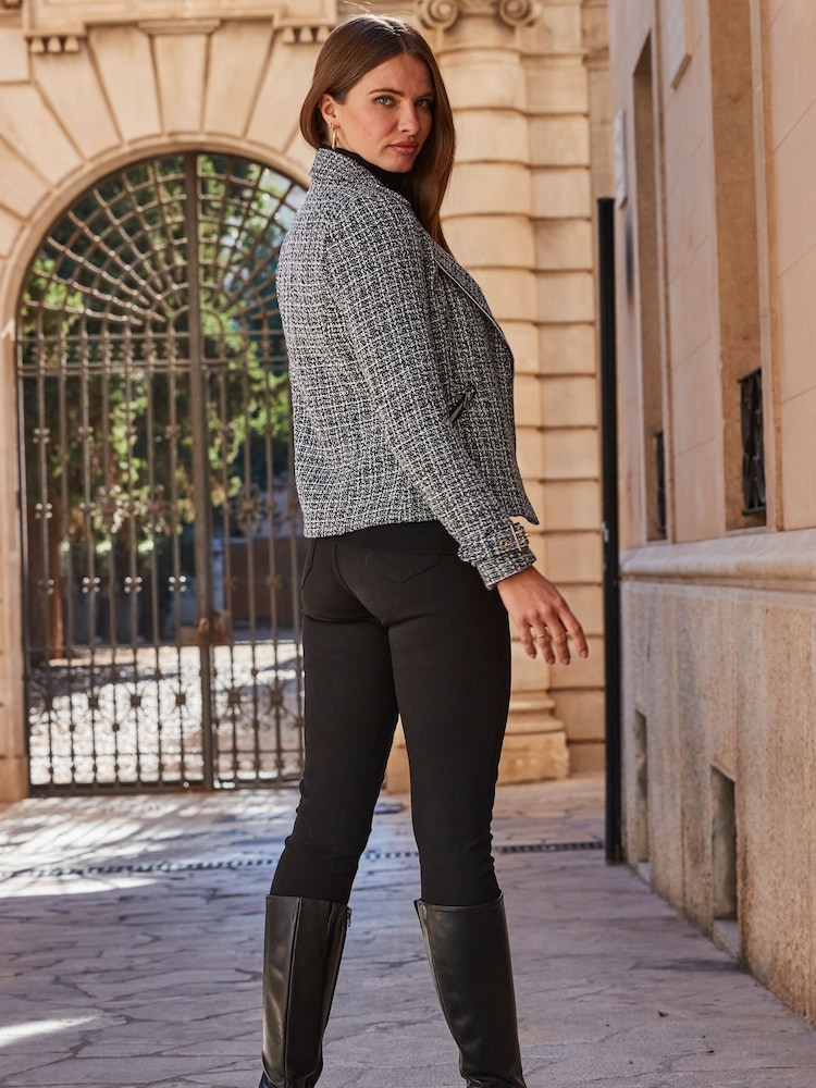 Sosandar Black Tweed Biker Jacket - Image 2 of 4
