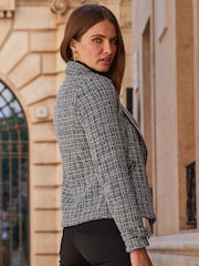 Sosandar Black Tweed Biker Jacket - Image 3 of 4