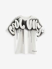 Белый с принтом "Cool Vibes" - Футболка свободного кроя с короткими рукавами и принтом (3-16лет) - Изображение 1 из 4