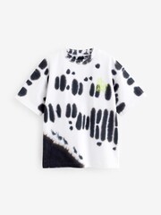 Black/White Relaxed Fit Tie-Dye Short Sleeve 100% Cotton T-Shirt (3-16yrs) - Image 1 of 3