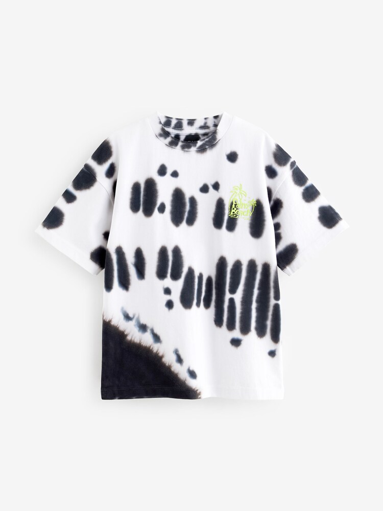 Black/White Relaxed Fit Tie-Dye Short Sleeve 100% Cotton T-Shirt (3-16yrs) - Image 1 of 3