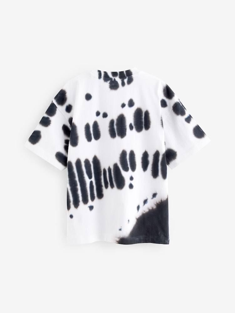 Black/White Relaxed Fit Tie-Dye Short Sleeve 100% Cotton T-Shirt (3-16yrs) - Image 2 of 3