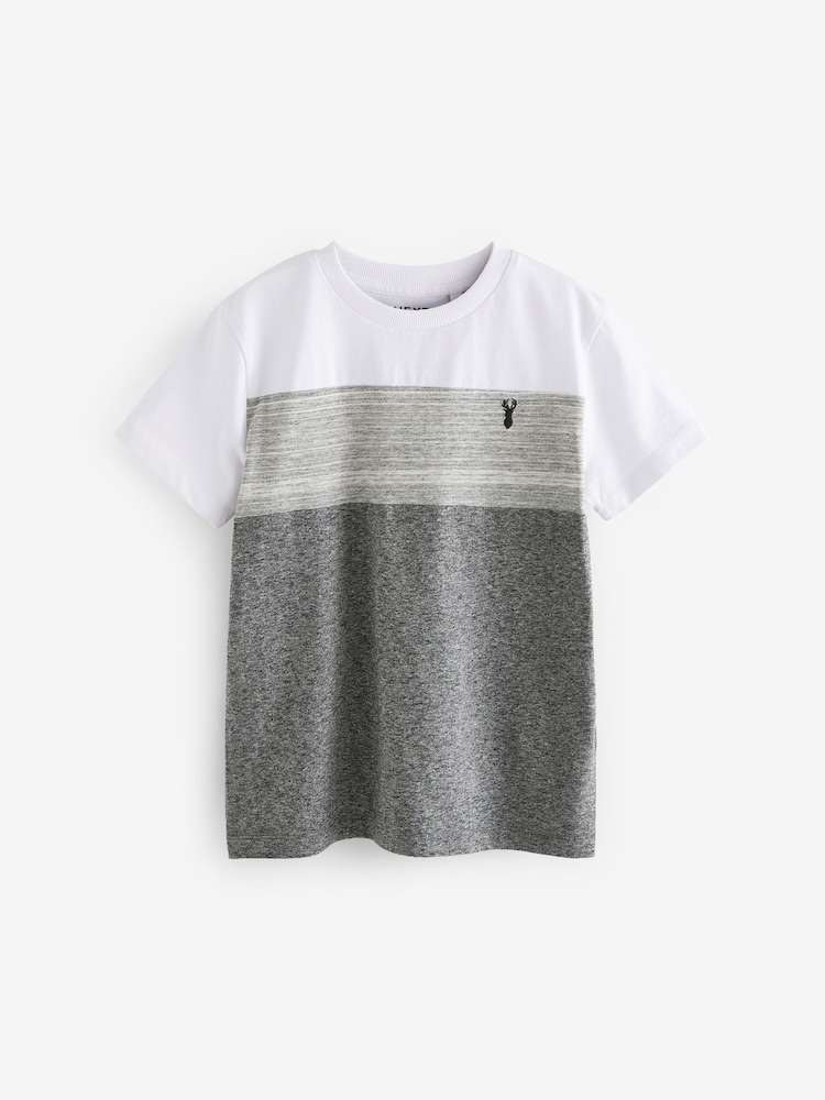 Grey Colourblock Short Sleeve 100% Cotton T-Shirt (3-16yrs) - Image 1 of 1
