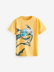 Yellow Shark Snorkel 100% Cotton Short Sleeve Graphic T-Shirt (3-16yrs) - Image 1 of 3
