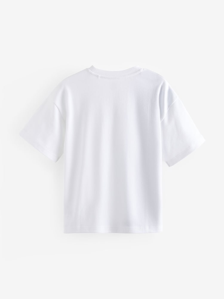 Cream/Grey Oversized 100% Cotton Short Sleeve Colourblock T-Shirt (3-16yrs) - Image 2 of 3