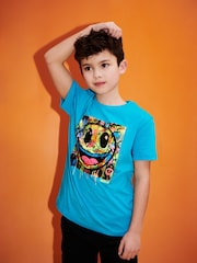 Blue Graffiti Smile 100% Cotton Short Sleeve Graphic T-Shirt (3-16yrs) - Image 1 of 7