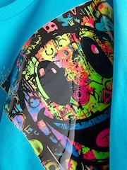 Blue Graffiti Smile 100% Cotton Short Sleeve Graphic T-Shirt (3-16yrs) - Image 7 of 7
