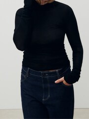 American Vintage Massachusetts Light Weight Stretch Long Sleeve Black T-Shirt - Image 1 of 4