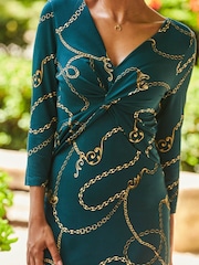 Sosandar Green Knot Front Midi Dress - Image 5 of 5