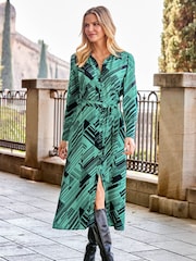 Sosandar Multi/White Midi Shirt Dress - Image 1 of 4