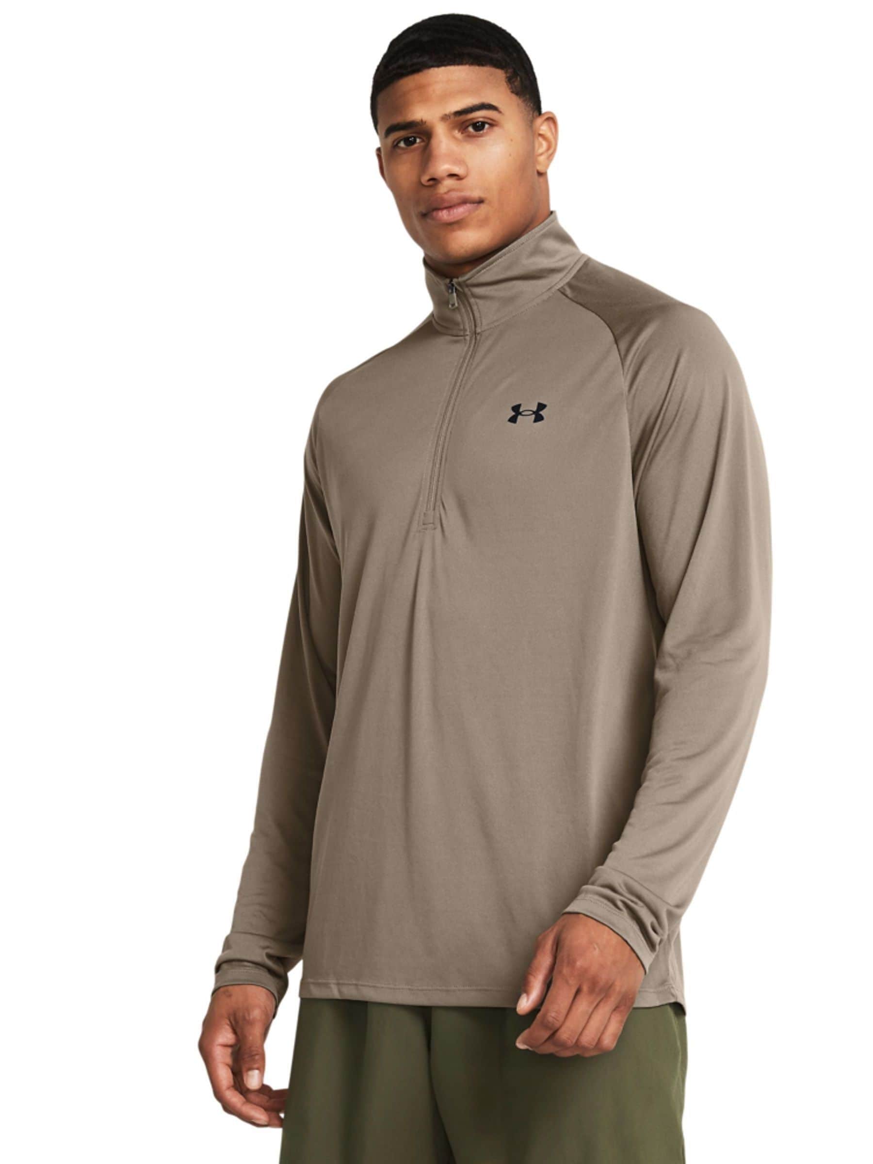 Buy Under Armour Taupe Brown Tech Quarter Zip Fleece from