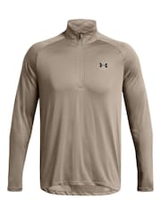Under Armour Taupe Brown Tech Quarter Zip Fleece - Image 3 of 5