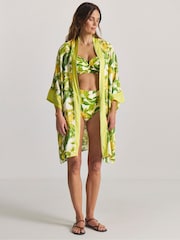 Simply Be Yellow Border Print Open Maxi Kaftan - Image 1 of 4