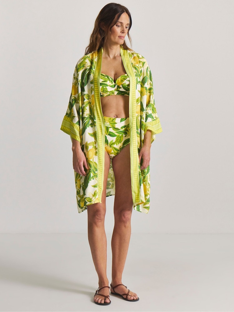 Simply Be Yellow Border Print Open Maxi Kaftan - Image 1 of 4 Simply Be Yellow Border Print Open Maxi Kaftan - Image 1 of 4