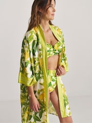 Simply Be Yellow Border Print Open Maxi Kaftan - Image 2 of 4