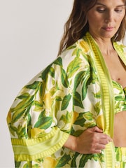 Simply Be Yellow Border Print Open Maxi Kaftan - Image 4 of 4