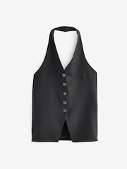 Black Tailored Jersey Halter Waistcoat - Image 10 of 10