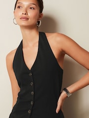 Black Tailored Jersey Halter Waistcoat - Image 2 of 10