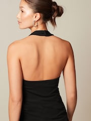 Black Tailored Jersey Halter Waistcoat - Image 3 of 10