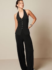 Black Tailored Jersey Halter Waistcoat - Image 5 of 10