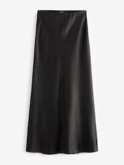 Black Tailored Satin Midi Skirt - Image 7 of 8