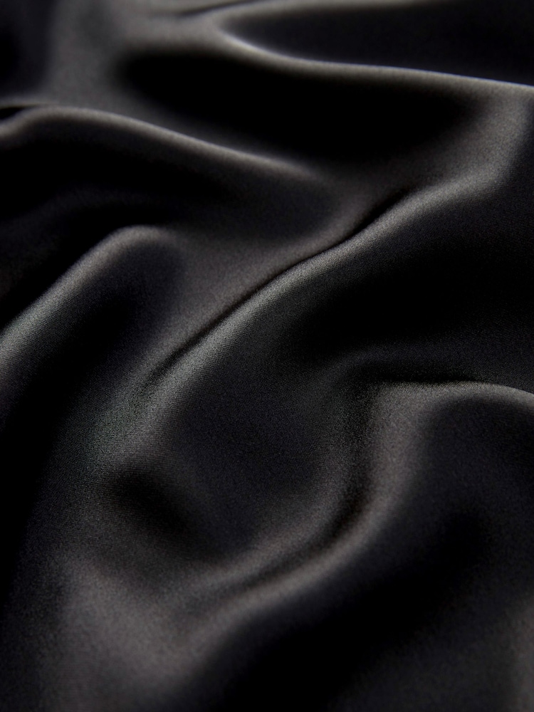 Black Tailored Satin Midi Skirt - Image 8 of 8
