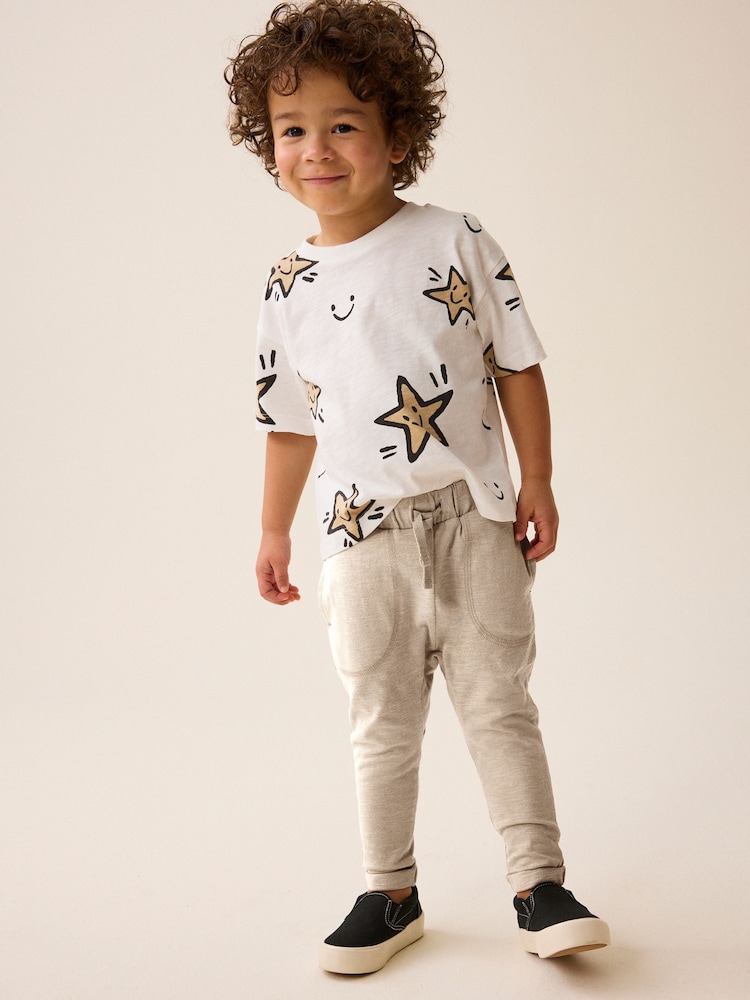 Stone Lightweight 100% Cotton Jersey Joggers (3mths-7yrs) - Image 2 of 8
