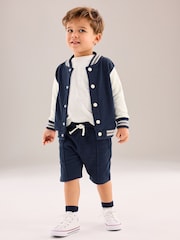 Navy Blue Letterman and Shorts Set (3mths-7yrs) - Image 1 of 7