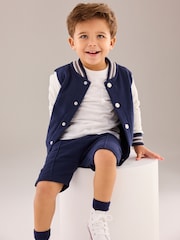 Navy Blue Letterman and Shorts Set (3mths-7yrs) - Image 2 of 7