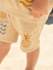 Stone Summer Jersey 100% Cotton Crew Neck Sweatshirt and Short Set (3mths-7yrs) - Image 4 of 7