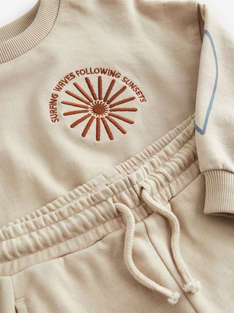 Stone Summer Jersey 100% Cotton Crew Neck Sweatshirt and Short Set (3mths-7yrs) - Image 7 of 7