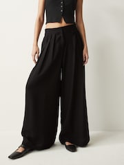 Schwarz - Strukturierte Hose mit weitem Bein - Bild 2 von 7