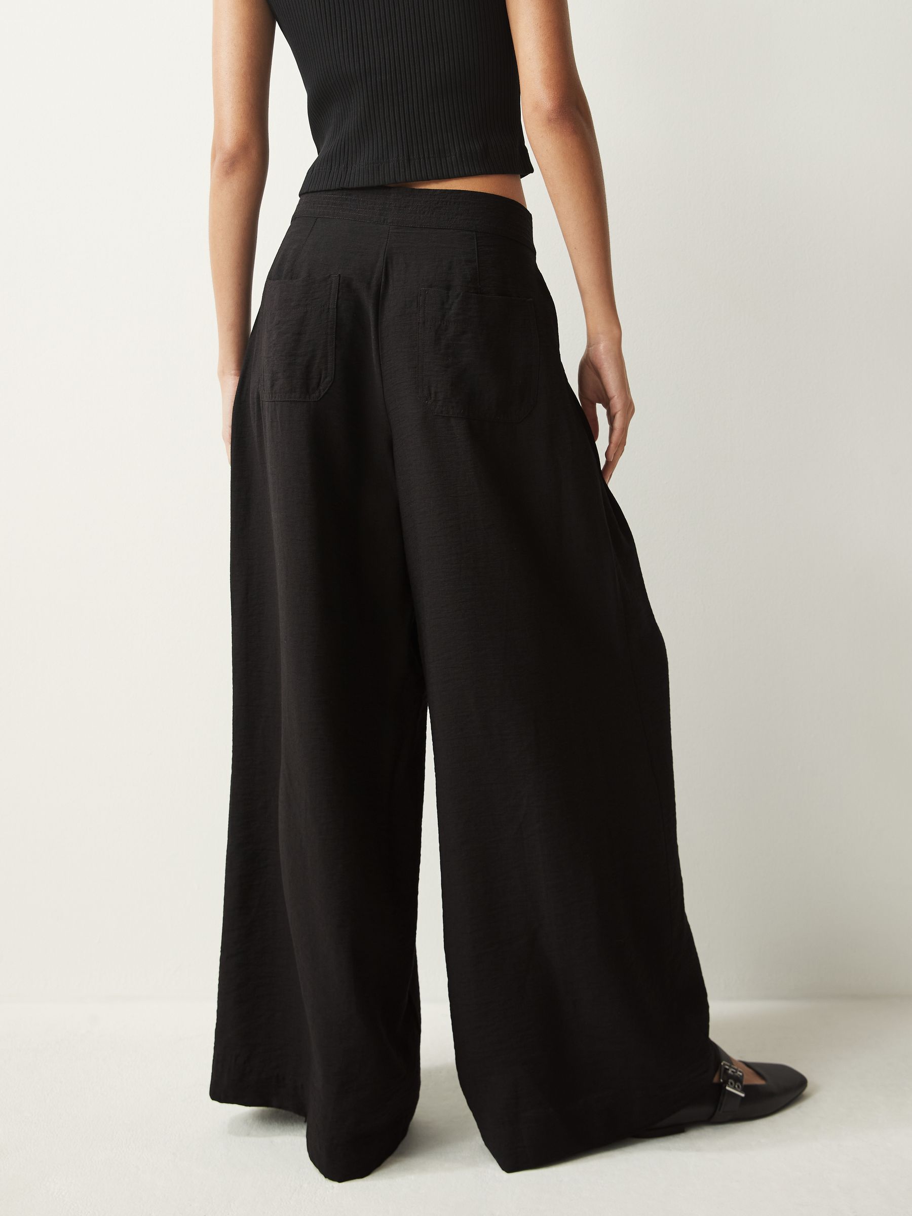 Buy Black Textured Wide Leg Trousers from Next Luxembourg