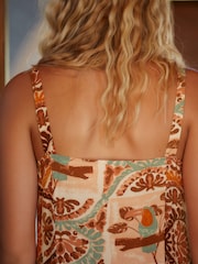 Brown Mini Tie Front Summer Dress - Image 4 of 6
