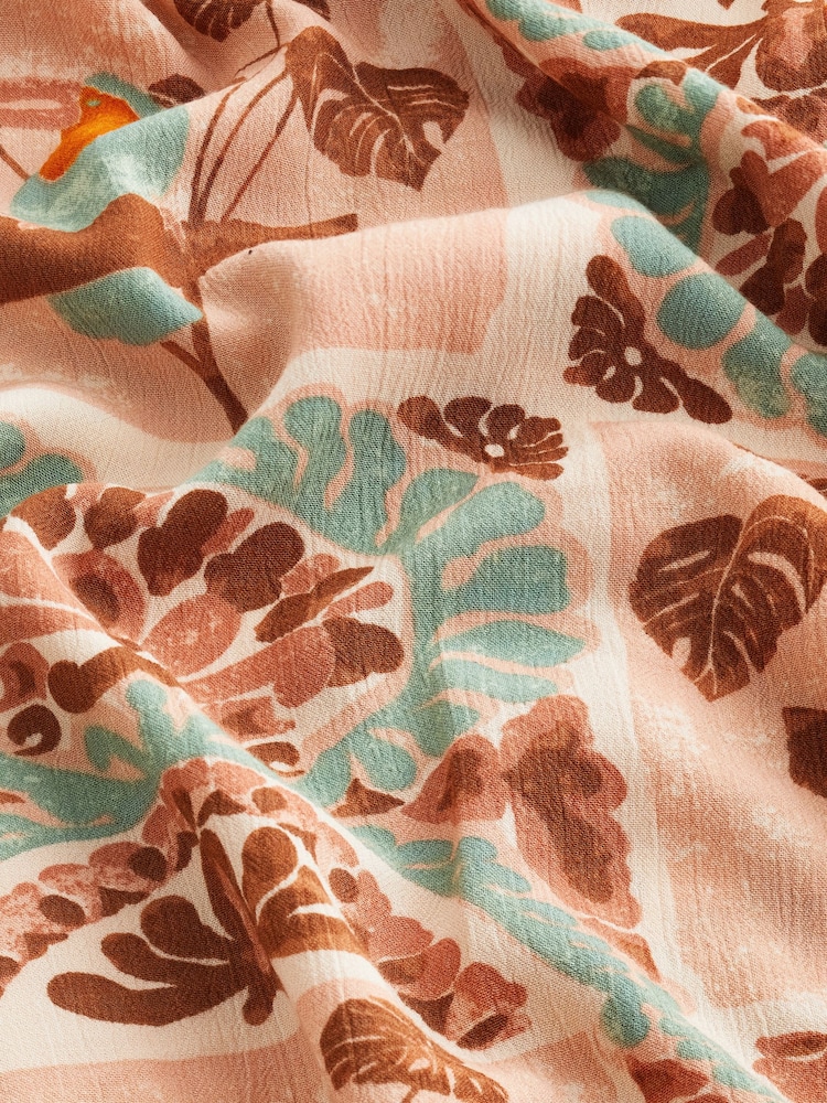 Brown Mini Tie Front Summer Dress - Image 6 of 6